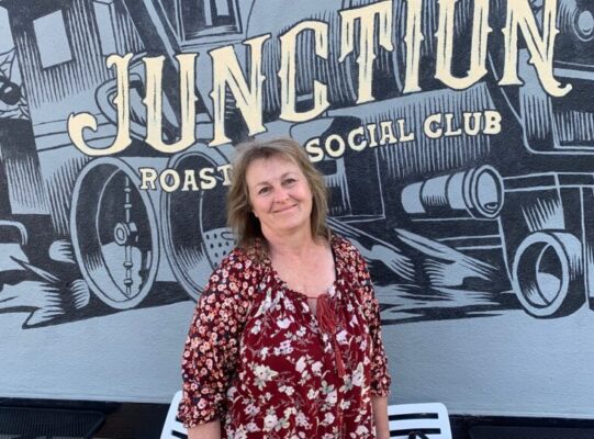 Heather Fortune, artist portrait, Junction roastery, redmond, oregon, heather fortune art, heatherfortune, heatherfortuneart, artist, painter, painting, original art, original paintings, original artist, us artist, paint collections, for sale, buy art, buy original art, oregon artist, oregon, usa