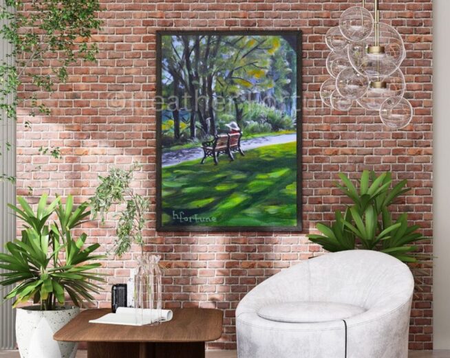 original painting, Woman on bench, fall colors series, life in color, Heather Fortune, oil painter, painting in oils collection, by Heather Fortune, heather fortune art, heatherfortune, heatherfortuneart, artist, painter, painting, original art, original paintings, original artist, us artist, paint collections, for sale, buy art, buy original art, oregon artist, oregon, usa