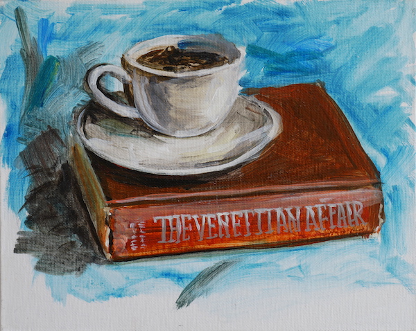 original painting, Coffee and books collection in oils, by Heather Fortune, heather fortune art, heatherfortune, heatherfortuneart, artist, painter, painting, original art, original paintings, original artist, us artist, paint collections, for sale, buy art, buy original art, oregon artist, oregon, usa